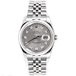 Rolex Mens Style Heavy Band Stainless Steel Datejust Model 116234 Jubilee Band 18K White Gold Fluted Bezel Silver Diamond Dial from designer Rolex