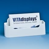 Produkt-Bild: VITAdisplays&reg; Visitenkartenhalter / Visitenkartenst&auml;nder / Visitenkartenaufsteller, Querformat, wei&szlig; (NE-095W)