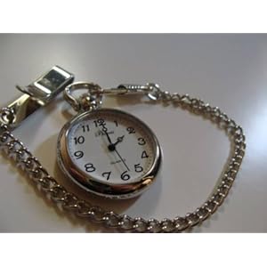 【クリックで詳細表示】はっきり見やすい懐中時計ミニタイプ 白×銀★可愛い懐中時計 (文字盤・・白 チェーン・・シルバー)