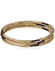 The SAK 3 Piece Thread Wrap Brown Bangle Bracelet, 2.75"
