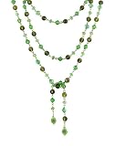 Lariat Necklace - Glass Beads - Olive and Peridot (Greens) 60'