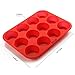 Wootop Slicone Muffin Pan, 12 Cup 100% Food Grade Silicone Baking Molds (12x9.5'', Red)
