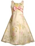 Bonnie Jean Girls 7-16 IVORY YELLOW GREEN PINK BOW FRONT ORGANZA OVERLAY Special Occasion Wedding Flower Girl Easter Pageant Party Dress
