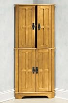Single Storage Cabinet Corner Wood 23.5"w Light Oak