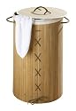Wenko 17753100 W&auml;schetruhe Bamboo - mit W&auml;schesack, Bambus, &Oslash; 35 x 60 cm, 55 Liter, natur