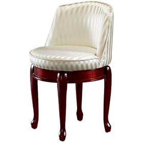 Delmar High Back Swivel Vanity Stool, HIGH BACK, IVORY STRIPE