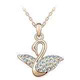 Kiss of Swan Nano Platinum Plated Sterling Silver Austrian Crystal Pendant Necklace