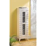 Etched Glass Window Ivory Media Cabinet by Unknown