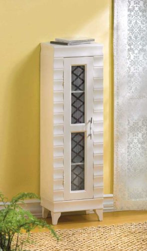 Etched Glass Window "Ivory" Media Cabinet