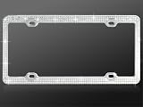 TRIPLE ROW WHITE CRYSTAL RHINESTONE LICENSE PLATE FRAME
