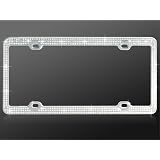 TRIPLEROWWHITECRYSTALRHINESTONELICENSEPLATEFRAME