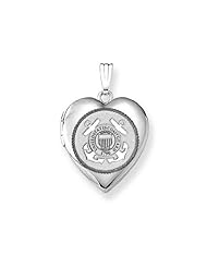Sterling Silver Coast Guard Heart Locket 3/4 inch x 3/4 inch