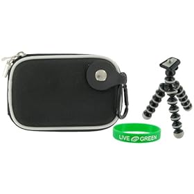 Hard Nylon (Black) Case and Premium Tripod for Flip MinoHD Camcorder Chrome