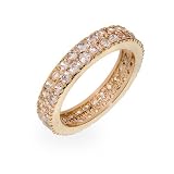 Eve's Addiction Chanda's Gold Band with Double Row Cubic Zirconias