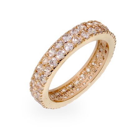 Chanda's Gold Band with Double Row Cubic Zirconias Size 7 (Sizes 5 6 7 8 9 10 Available)