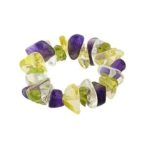 Buy Genuine Amethyst Peridot Citrine Crystal Chip Ring (one size Fits all) by SilverSpeck.com