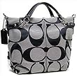 Coach Brooke Signature Carly Shoulder Hobo Bag Purse Tote Black White