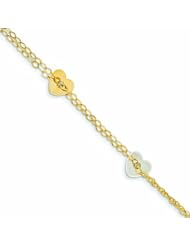 Genuine 14K Two-Tone Polished Heart Bracelet 7.25 Inches 2 Grams Of Gold 100% Satisfaction Guaranteed.