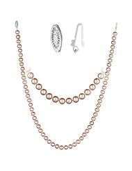 Single Strand Pink Fresh Water Pearl Necklace in 14K White Gold
