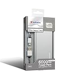 Verbatim バーベイタム 120cm LIGHTNING と 6000mAh 超コンパクト モバイルバッテリー 急速充電可能 バンドルパッケージ 高耐久ナイロン製 充電 / データ転送 ケーブル リチウムポリマー電池 Apple MFI認証済 iPhone5 / 5s / 5c / iPhone 6 / iPhone 6s / ipad / ipod 対応 (1.2M + 6000mAh シルバー色)