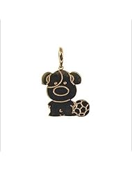14k Yellow Gold, Puppy Dog with Soccer Ball Pendant Charm 14mm Wide