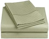 Renaissance 600 Thread-Count Woven Stripe Queen Sheet Set, Light Moss