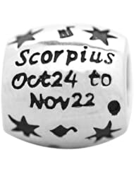 De Buman 925 Silver Zodiac Scorpius Charm Bead-fits Pandora, Troll & Chamilia European Charm Bracelets