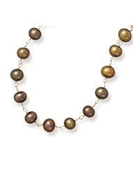 CleverSilvers 7 Inch Brown Cultured Freshwater Pearl Bracelet With 14K Yellow Gold Chain And Pearl Clasp