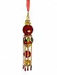 Asian Fusion Red & Gold Beaded & Sequin Ball Tassel Christmas Ornament 9.25"