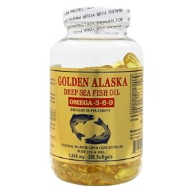 Golden Alaska Deep Sea Fish Oil, Omega-3,6,9 1000mg 200 Capsules