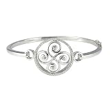 Sterling Silver Diamond Celtic Swirl Medallion Bangle, 7" (1/5 cttw, J-K Color, I2-I3 Clarity)