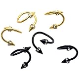 Bijoux, oreille coiffe en clous, en spirale avec diamante fantaisie en noir; 1mm
