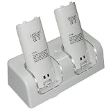Brand New Twin Dual Remote Charger/Charging Docking Station Stand + 2 x 2800 Rechargable mAh Battery Batteries for Nintendo Wii with LED Light