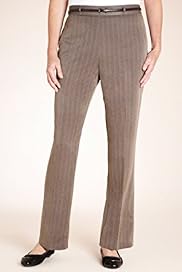 Classic Collection Flat Front Self Striped Belted Trousers