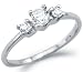 Solid 14k White Gold Engagement Wedding 3 Three Stone CZ Cubic Zirconia Ring Round Cut 0.25 ct