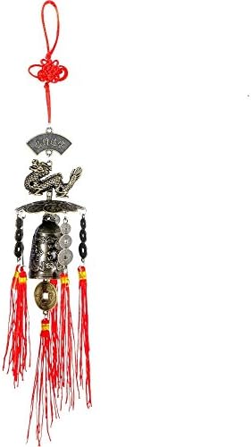 Tibetan Lucky Dragon Wind Chime Bell with Coins and Mystic Knot for Luck, Strength, Abundance, Wealth, Peace and Success (Feng Shui Element, Door Chime or Decor!)