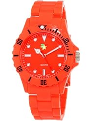 Fancy Face Womens FF0096OR Candy Collection "Fiona" Orange Sport Bezel Plastic Bracelet Watch