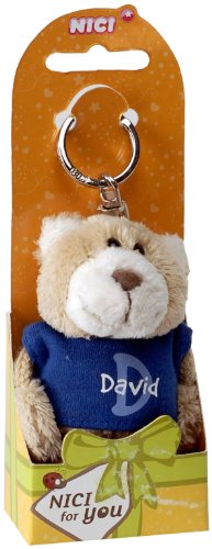 Nici 15112 - B&auml;r David 10 cm Schl&uuml;sselanh&auml;nger mit T-Shirt, blau