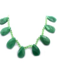 Candygem Simulated Large Handcarved Green Jade Drop Necklace 18 Inch From Nicolette Bermans Love of Nature Collection.