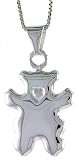 Sterling Silver Hollow Large Teddy Bear Pendant