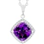 14k Gold Amethyst and 1/10ct TDW Diamond Necklace