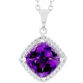 14k Gold Amethyst and 1/10ct TDW Diamond Necklace