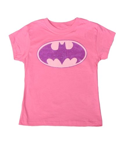Batman Glitter Logo Girls Hot Pink Tee T-shirt S