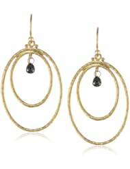 GURHAN "Geo" Black Diamond Briolette High Karat Gold Dangling Hoop Earrings