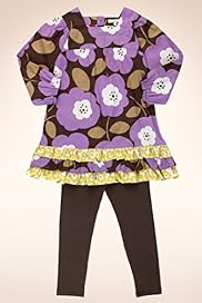 2 Piece Cotton Rich Floral Print Dress Leggings Outfit