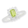 Sterling Silver Peridot & CZ Ring