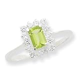 Sterling Silver Peridot & CZ Ring