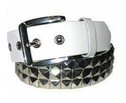 MENS/WOMENS METAL STUDDED WHITE PUNK BELTS 30" TO 44"