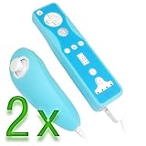 GTMax 2X Soft Rubber Silicone Skin Cover (2 Blue Tone ) for Nintendo Wii Re ....