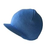 NEW CUFFLESS LIGHT BABY BLUE Beanie Visor Skull Cap HAT USA
